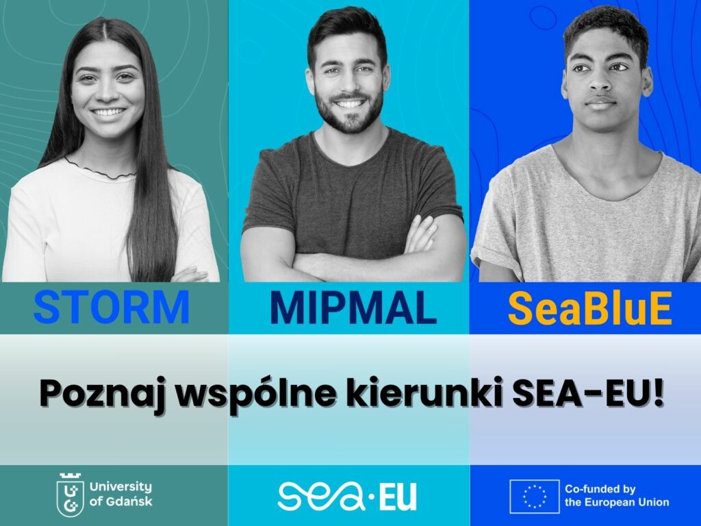 Grafika promująca z napisem Poznaj Wspólne Kierunki SEA-EU